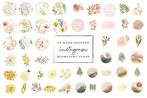 64 Watercolor Instagram Highlight