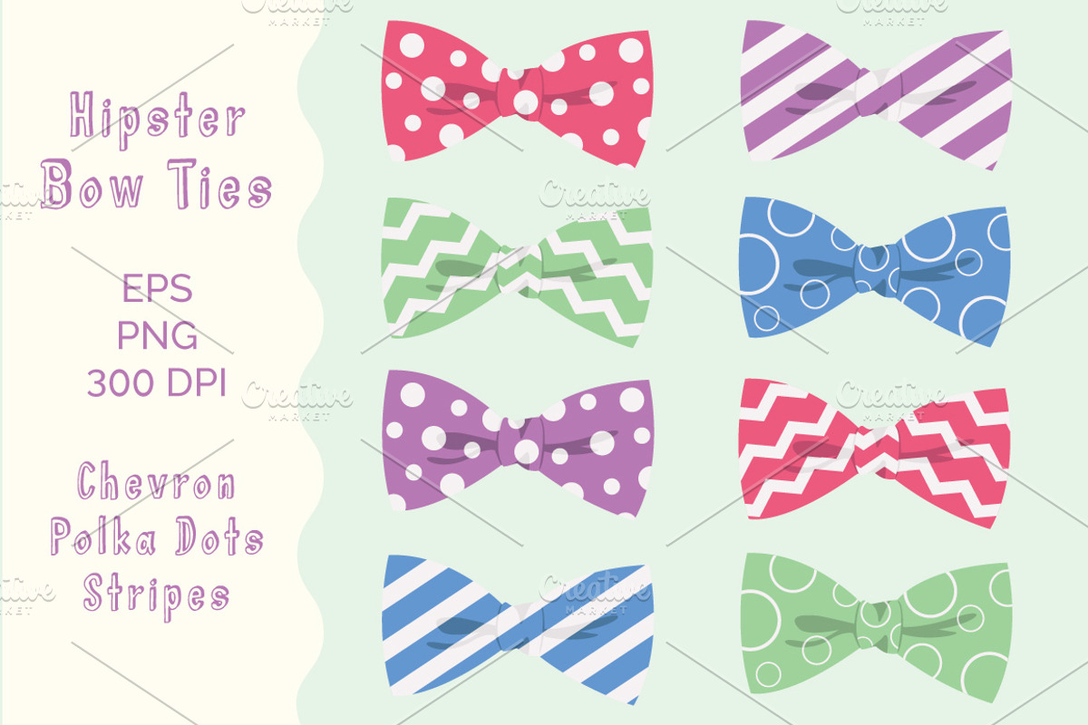Digital Bow Ties Clipart, Hipster, an Illustration by Digital Sugar (Photo 1 of 2)