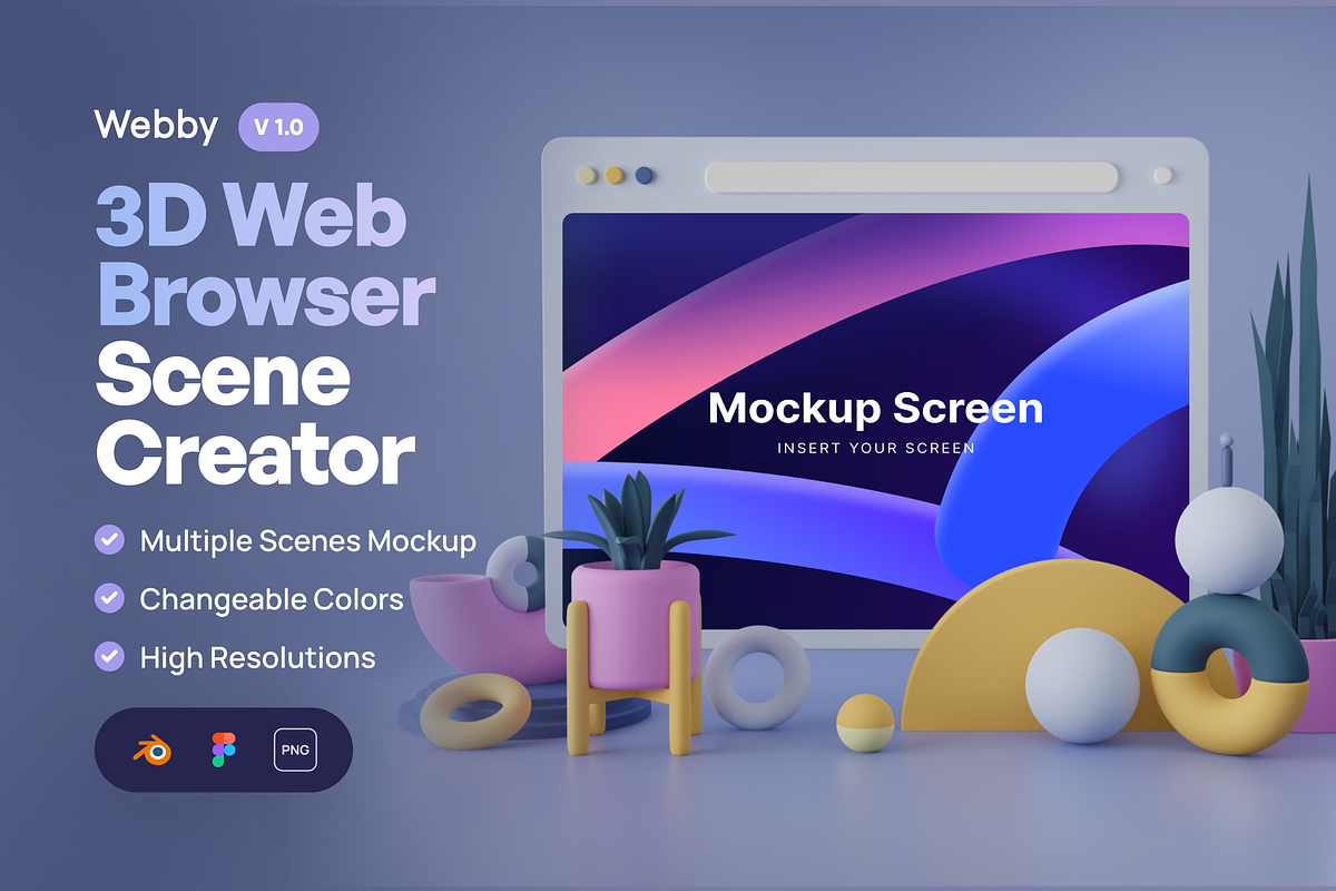 Webby - 3D Phone Scene Mockups, an Object 3D Model by Illustraly Design (Photo 1 of 7)