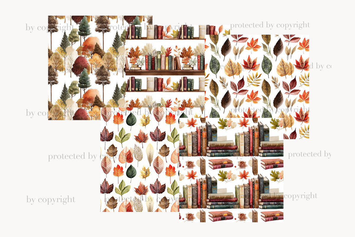 Autumn Reading Seamless Patterns, a Pattern Graphic by GlamArtZhanna (Photo 4 of 4)