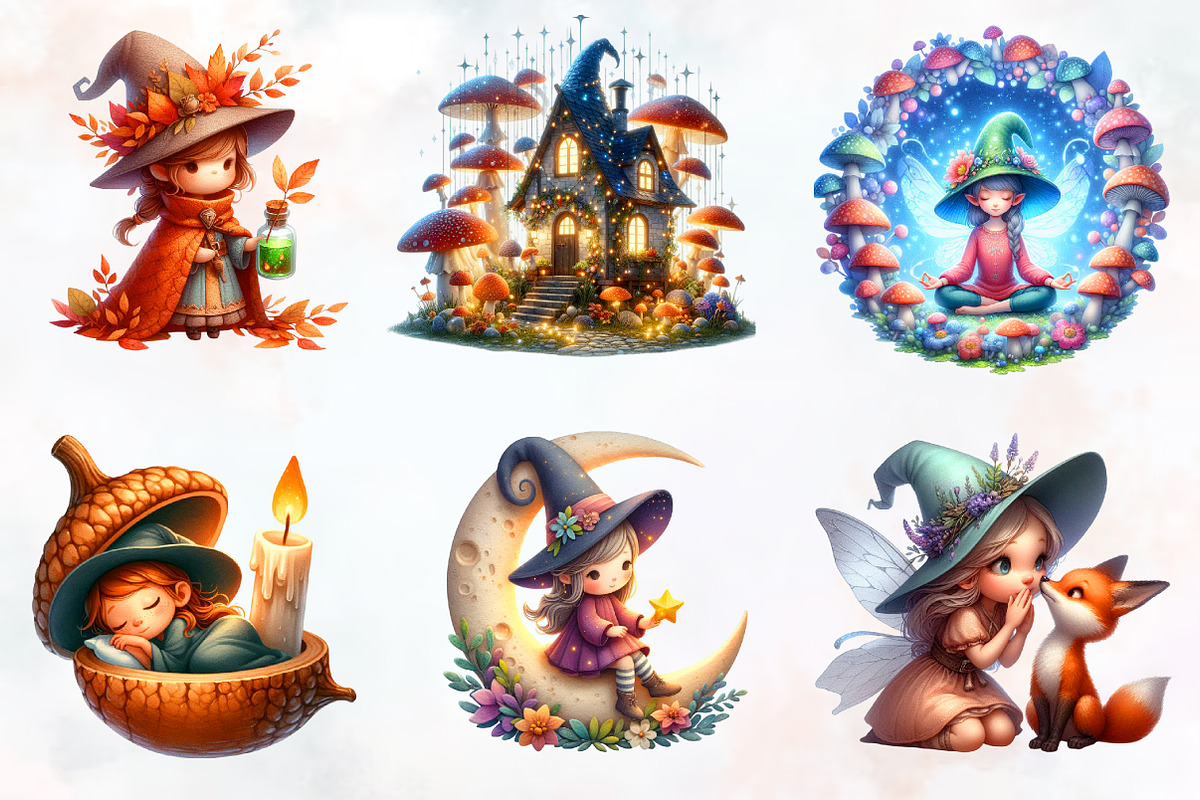 Cozy Magic Fairy Forest Witch Clipar, an Illustration by RobertsArt (Photo 3 of 7)