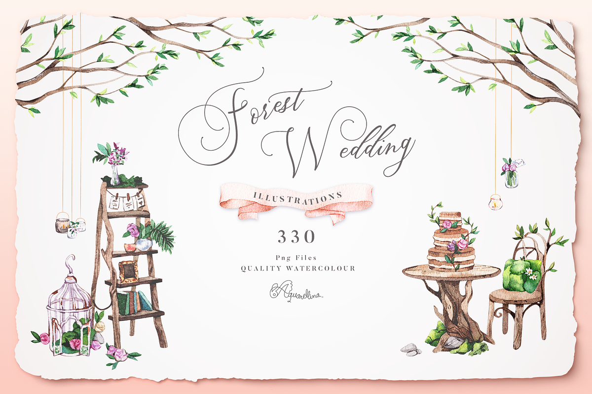Forest Wedding Illustrations, a Decorative Illustration by Aquarellina (Photo 1 of 32)
