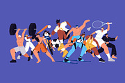 Group of athletes doing sports, an Illustration by PaperTrident (Thumbnail 1 of 2)