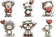 Whimsical Valentine Day Animals PNG, an Illustration by CraftArtStudio (Thumbnail 3 of 6)