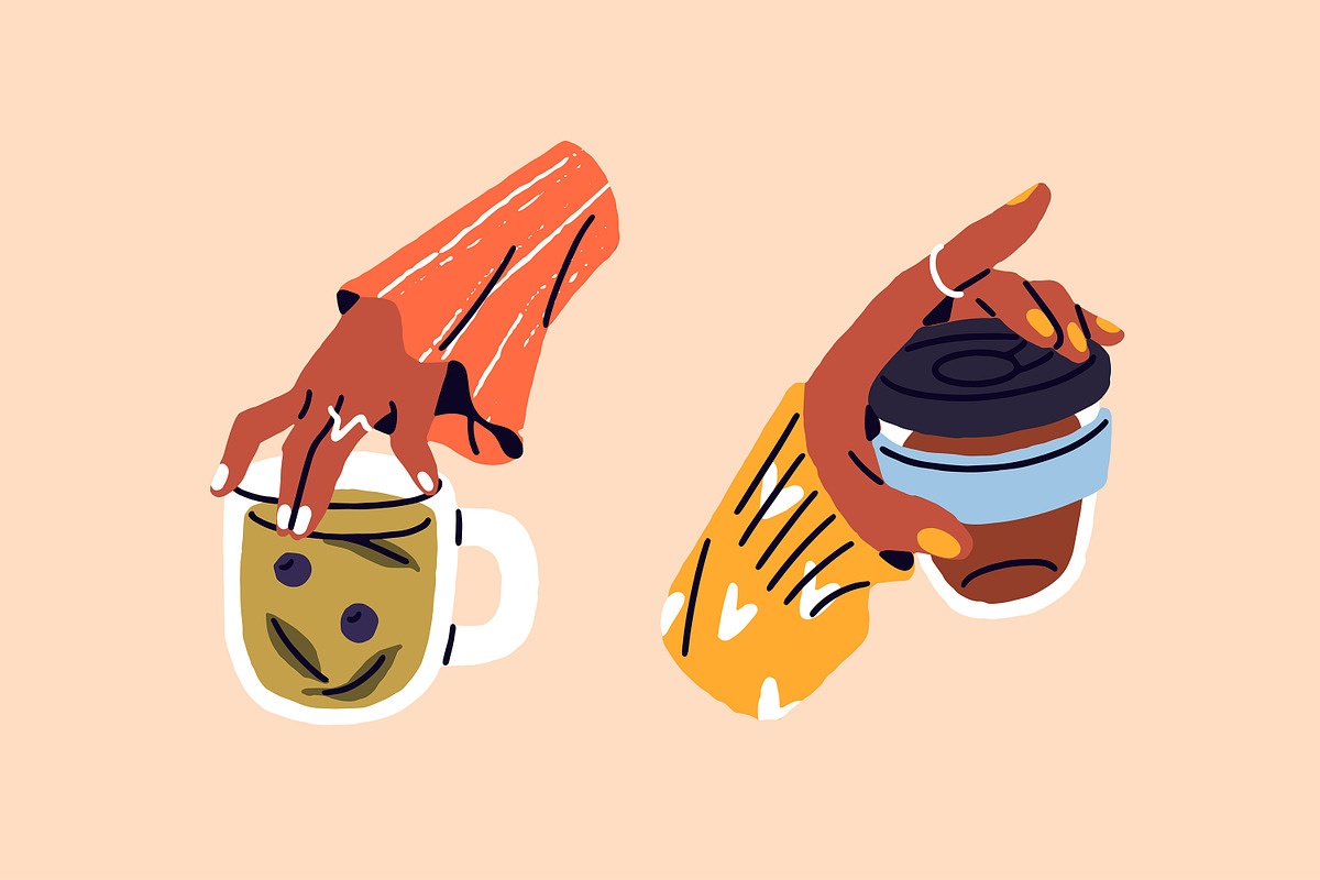 Hands with drinks set + posters, a Food Illustration by PaperTrident (Photo 3 of 10)