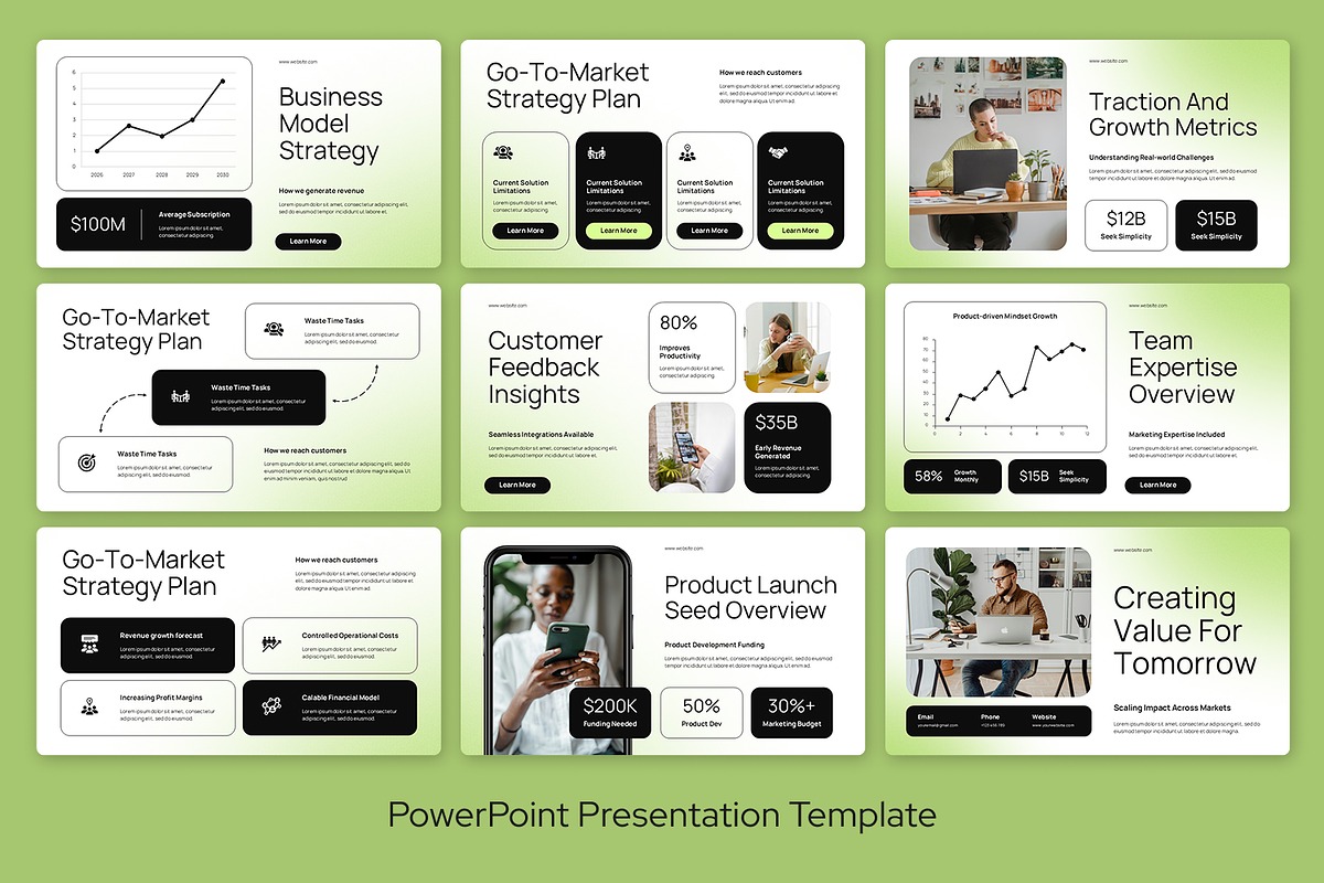 Green White Startup Problem-Solution, a Presentation Template by Sixtemp (Photo 3 of 3)