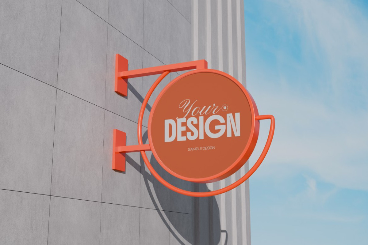 Round Sign Outdoor Mockup, a Product Mockup by graphicook | Creative Market