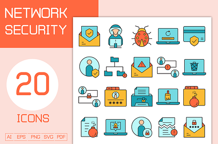 Network and Cyber Security Icons Set
