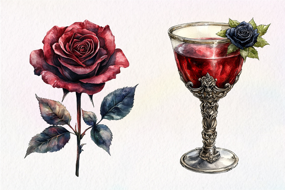 Watercolor Gothic Wedding Clipart, an Illustration by Dream Creation (Photo 7 of 7)