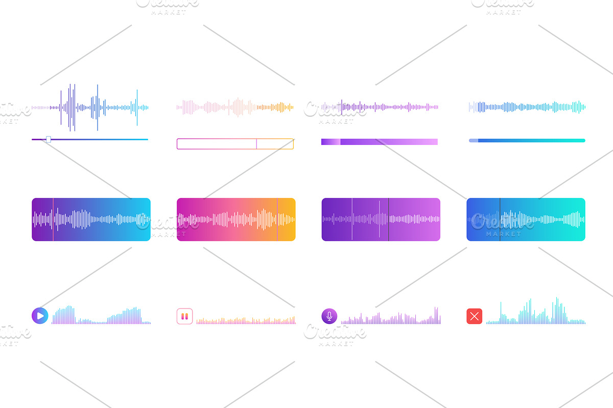 Voice message mobile screen icons, an Object Illustration by Lemberg Vector