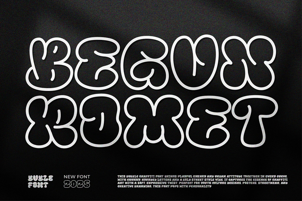 Begun Romet || Bubble Graffiti Font, a Handwritten Font by Ermedia Studio (Photo 1 of 10)