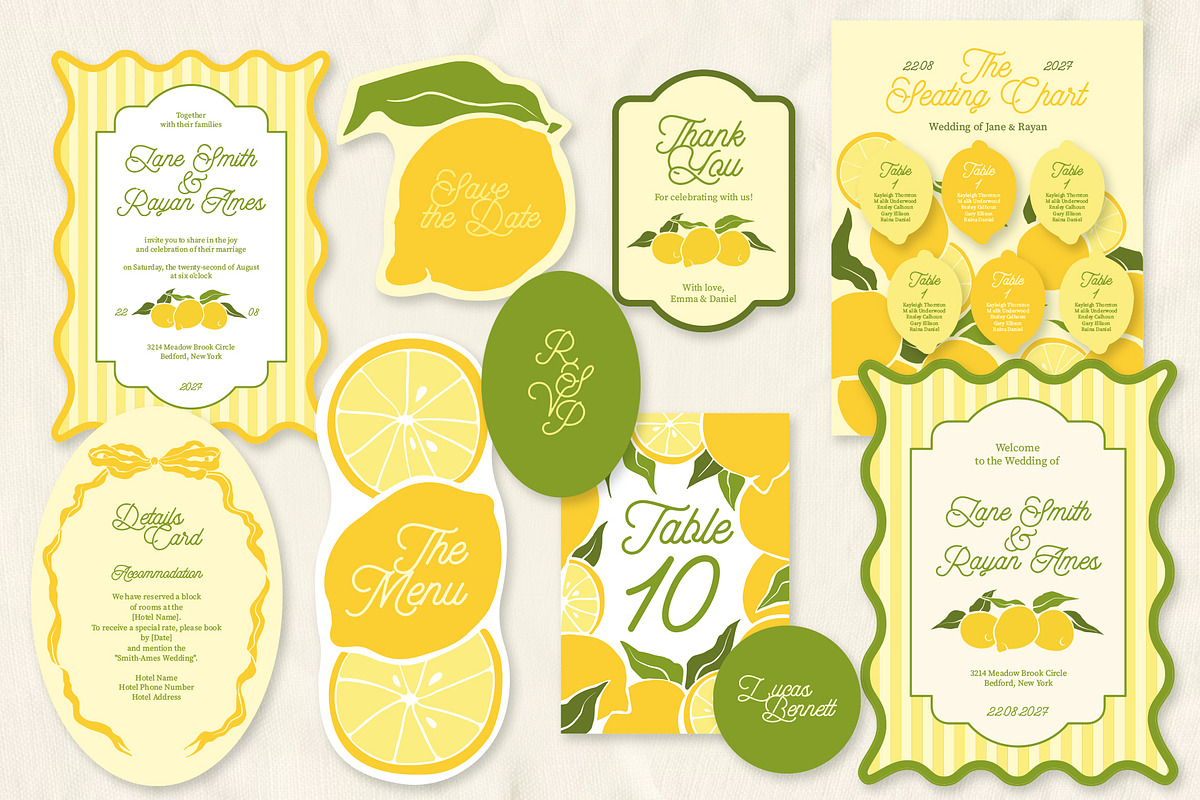 Lemon summer wedding templates set, a Stationery Template by Garden in frame (Photo 6 of 10)