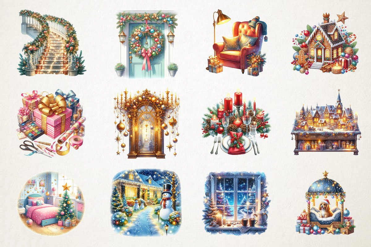 Christmas Home Clipart, an Illustration by RobertsArt (Photo 7 of 7)