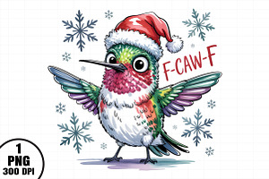 Funny Hummingbird F-Caw-F Christmas, an Illustration by Daily.Designs