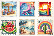 Retro Summer Postage Clipart, an Illustration by Libby Wishes (Thumbnail 3 of 5)