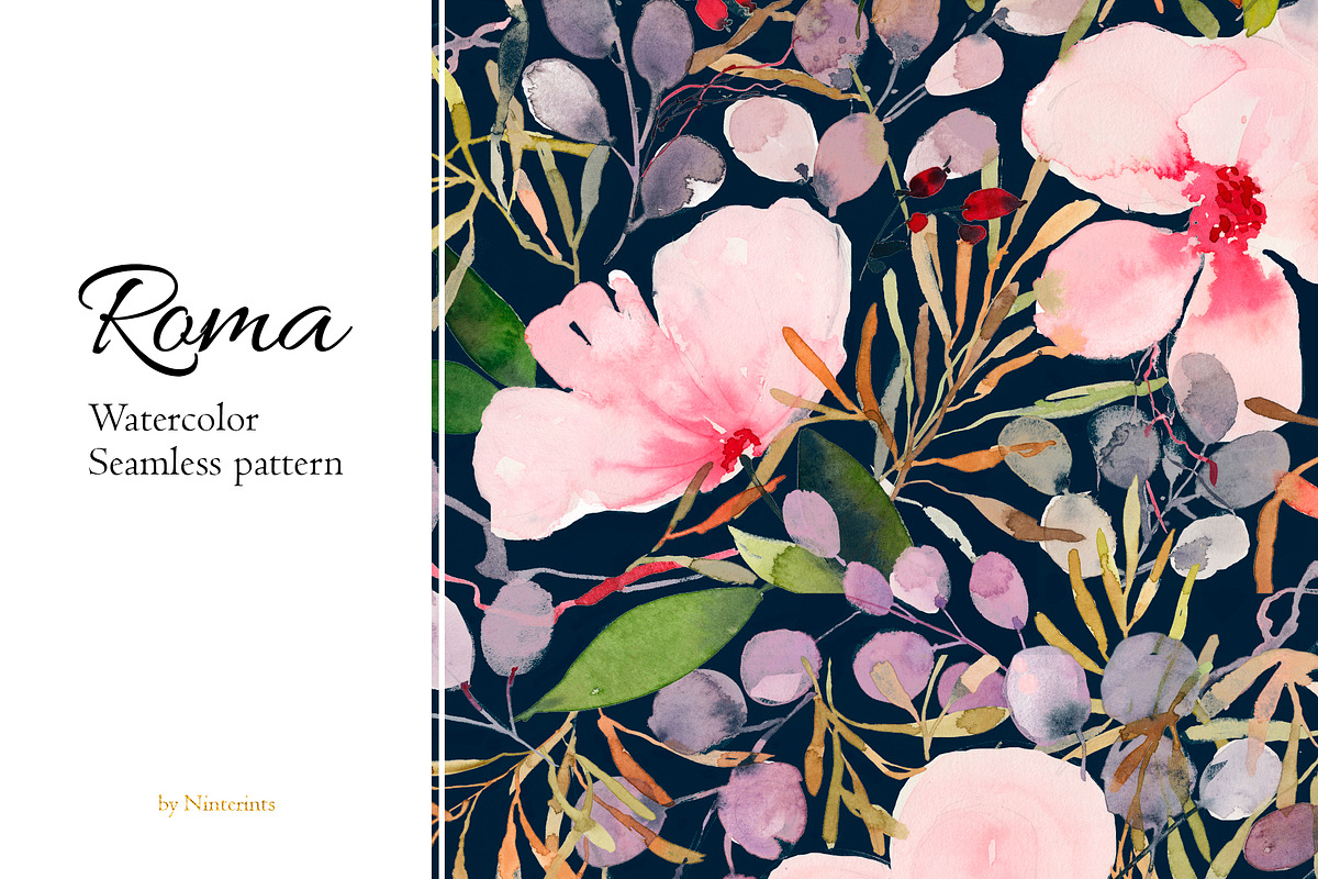 Roma floral seamless pattern, a Pattern Graphic by Ninterints