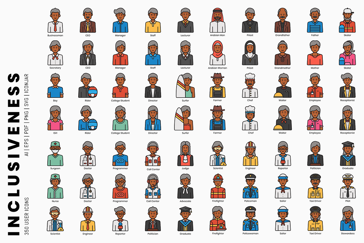 Inclusiveness - 350 User Icons, an Icon by Flat Icons (Photo 4 of 5)
