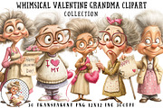 Whimsical Valentine Grandma Clipart, an Illustration by OK Design (Thumbnail 1 of 6)
