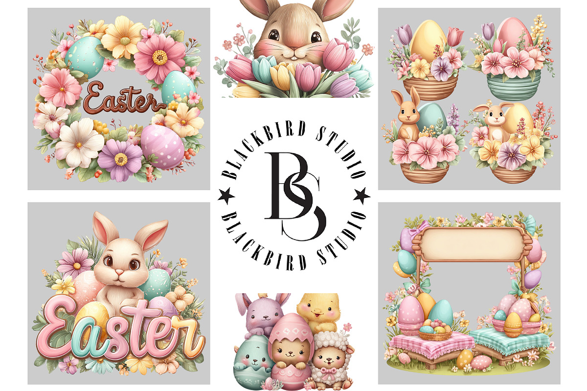 Pastel Cute Easter Clipart, an Illustration by Black Bird Studio (Photo 5 of 5)
