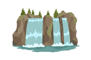 Cartoon river waterfall, an Illustration by Things for designers