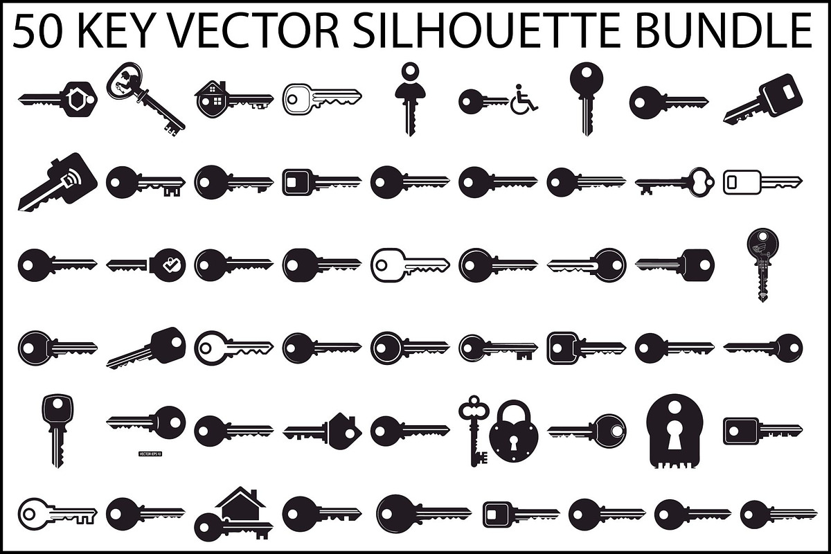Key Vector Silhouette Bundle, an Illustration by jahid234 (Photo 1 of 51)
