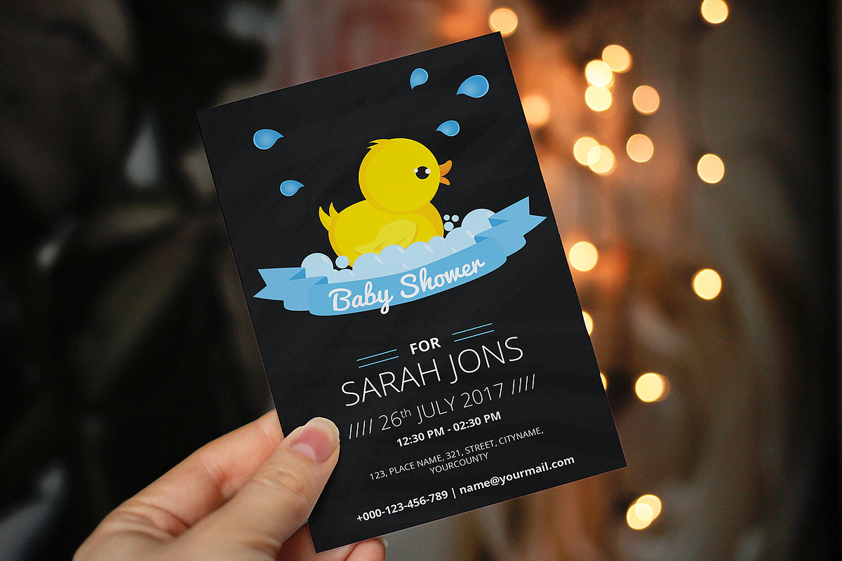 Chalkboard Rubber Duck Shower Invite, an Invitation Template by SmmrDesign (Photo 2 of 2)