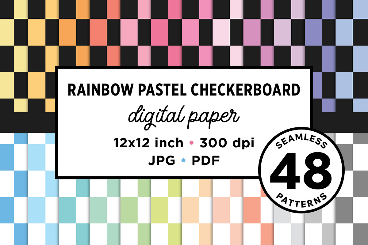 Rainbow Checkers Seamless Patterns, a Pattern Graphic by Running With Foxes (Photo 1 of 8)