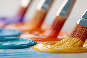 Close up of paintbrushes dipped in, an Arts & Entertainment Photo by MistyDay