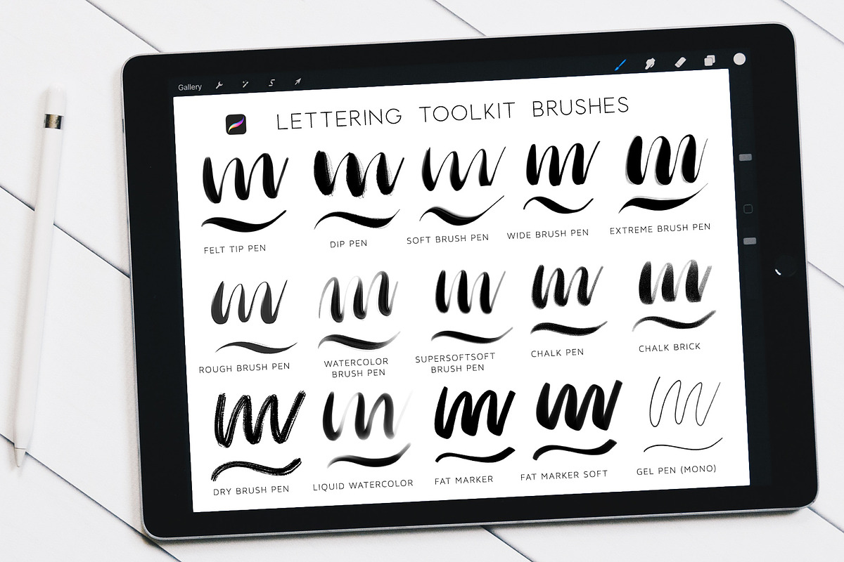 Procreate Hand Lettering Toolkit, a Brush Add-On by Honey & Jazz Co. (Photo 3 of 16)