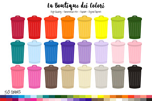 50 Rainbow Trash Can Clipart