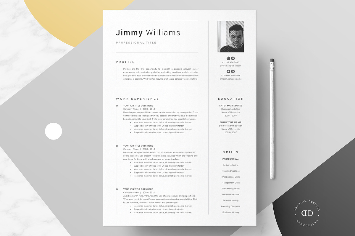 Word, Pages Resume Template Kit, a Resume Template by DemeDesign (Photo 1 of 6)
