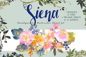 Siena - Handpainted Watercolor Flora