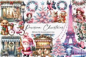 Parisian Christmas Clipart, an Illustration by Designworld