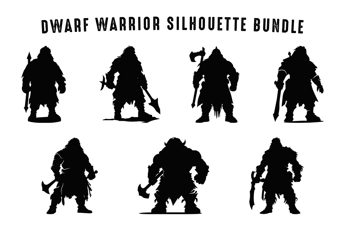 Dwarf Warrior Silhouette Clipart Set, a Person Illustration by Gfx Expert Team (Photo 3 of 3)