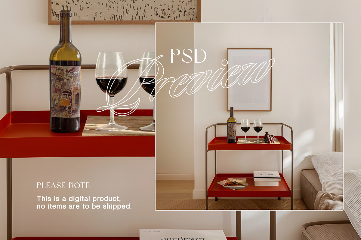 DIN A Wood Frame Retro Wine Mockup, a Household Mockup by WasMockups
