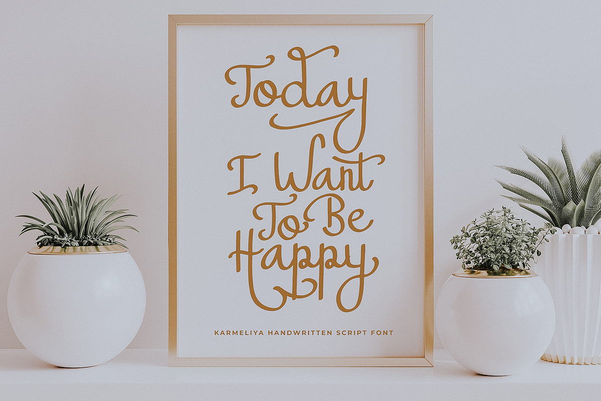 Karmeliya a Handwritten Script Font, a Script Font by Dawnside Graphic (Photo 4 of 13)