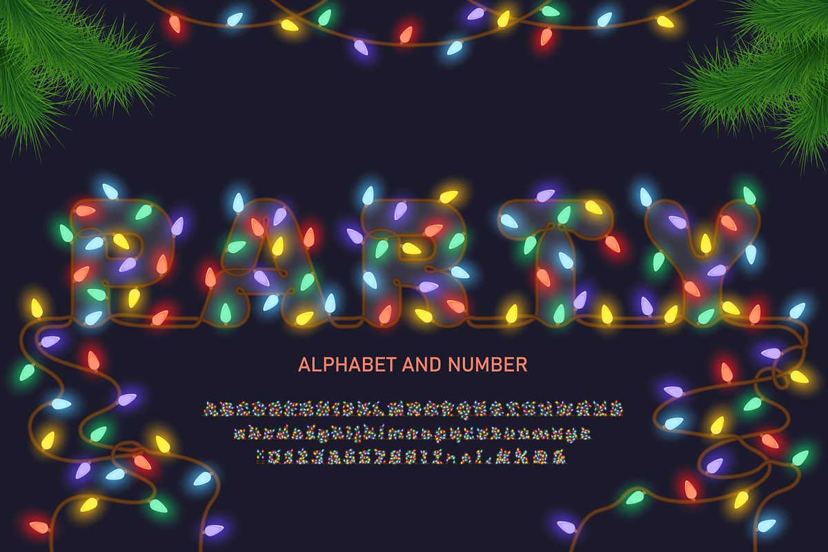 Christmas Lights Alphabet, a Graphic by Pro_Vector (Photo 1 of 3)