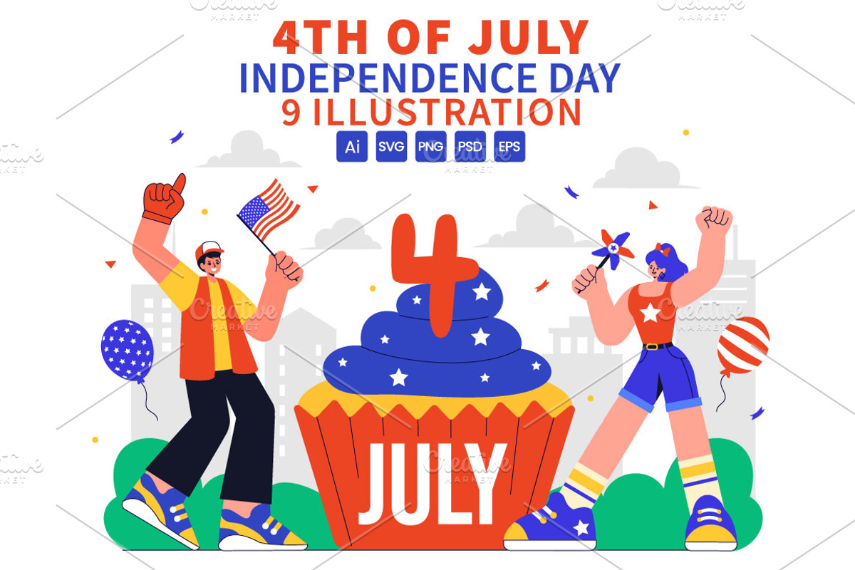 9 4th of July Independence Day, a Seasonal Illustration by denayunebgt (Photo 1 of 3)