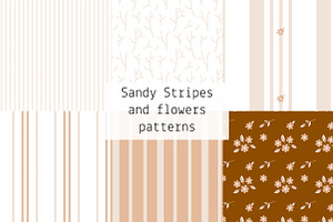 Sandy Stripes and flowers patterns, a Pattern Graphic by Lyolya Profitrolya
