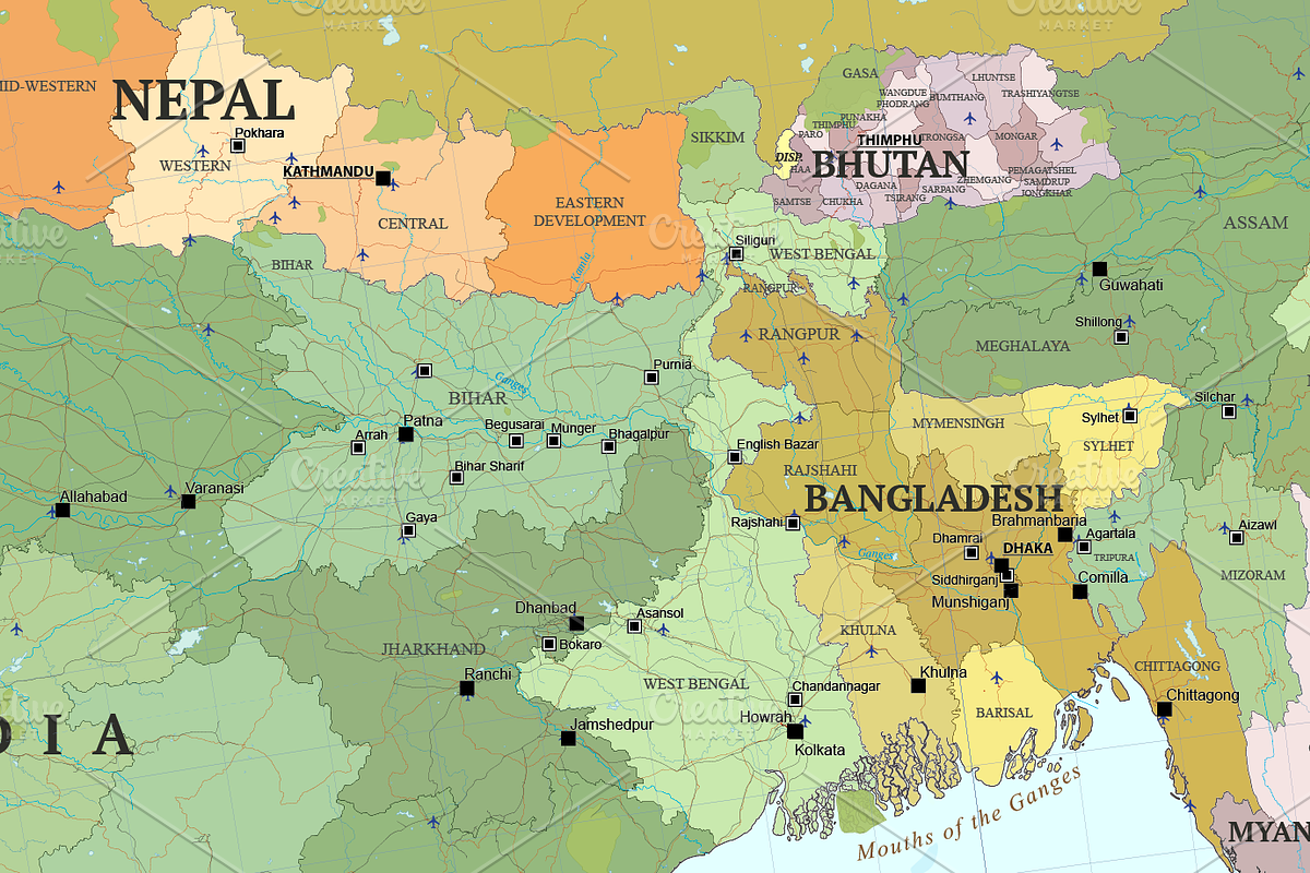 Map of South Asia and Near East, an Education Illustration by Cartorical (Photo 6 of 9)