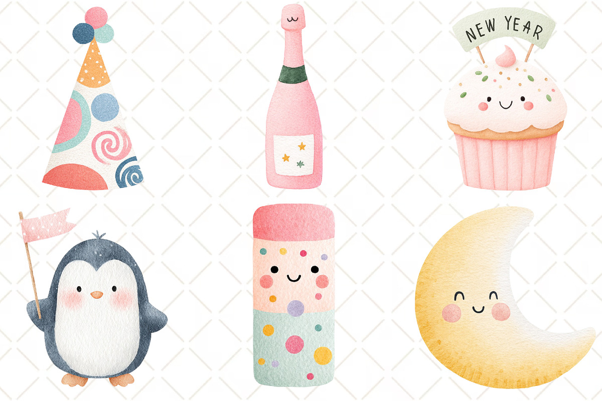 Cute New Year Clip Art, an Illustration by Black Bird Studio (Photo 3 of 6)