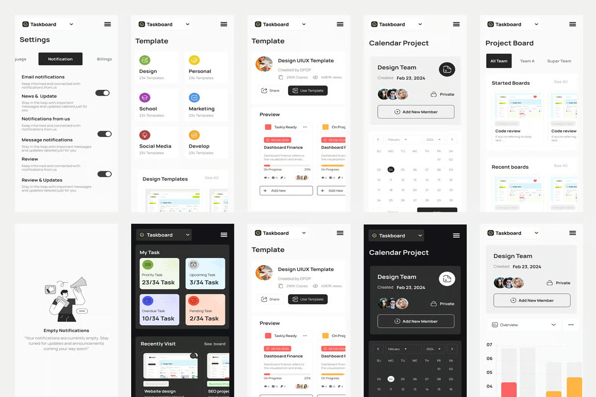 Taskboard - Task Dashboard UI UX KIT, an UI Kit Template by Lumina_ui_ux202 (Photo 6 of 7)