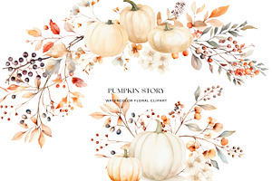 Watercolor Pumpkin Clipart Set