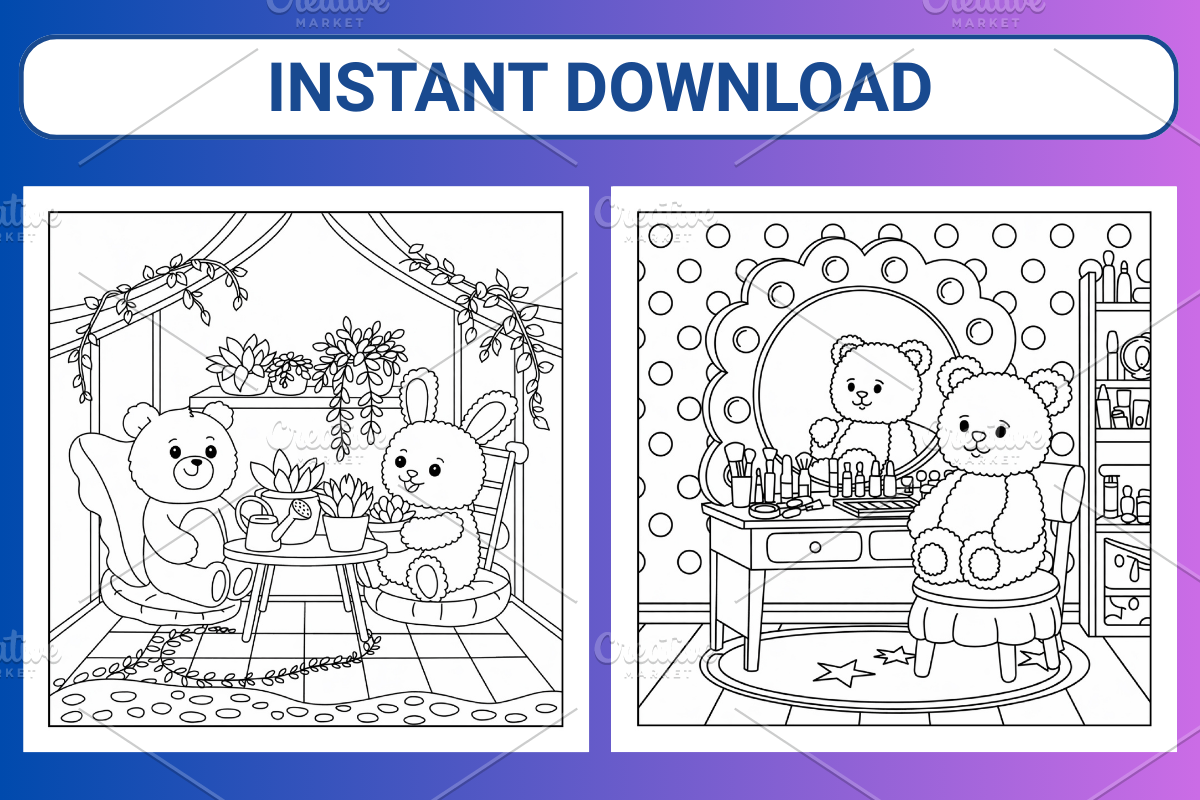 Cozy Nooks Colorign Page Vol-01, an Animal Illustration by Coco Bloom (Photo 3 of 3)