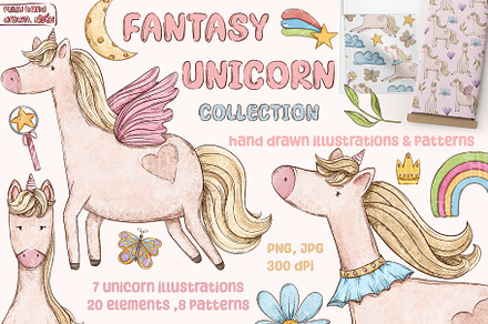 Fantasy Unicorn Collection, a Decorative Illustration by Artalia