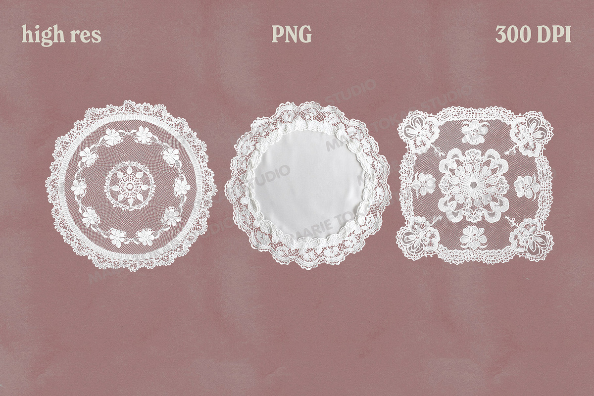 Vintage Fabric Doilies Bundle PNG, an Object Graphic by Marie T (Photo 11 of 24)
