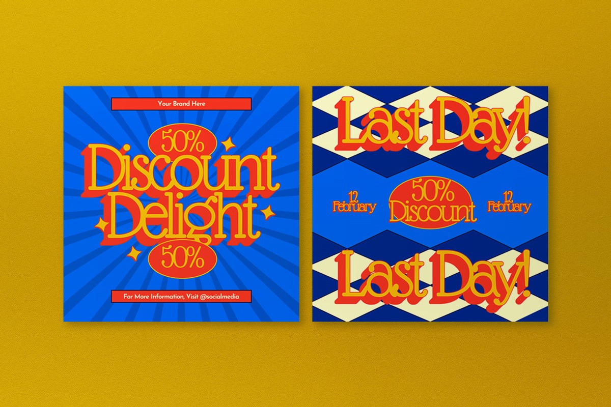 Yellow 70s Style Fashion Sale Banner, an UI Kit Template by graphicook (Photo 5 of 5)