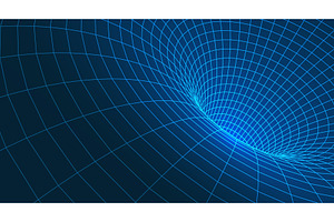 Abstract 3D wireframe mesh tunnel, an Illustration by Liudmyla Matviiets