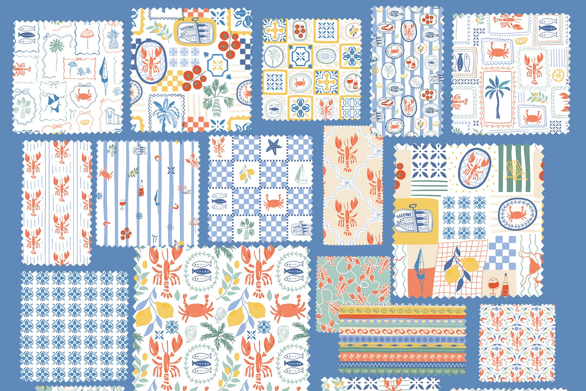 Italian Sea Vibes patterns, a Pattern Graphic by Tani Kuzminka (Photo 4 of 19)