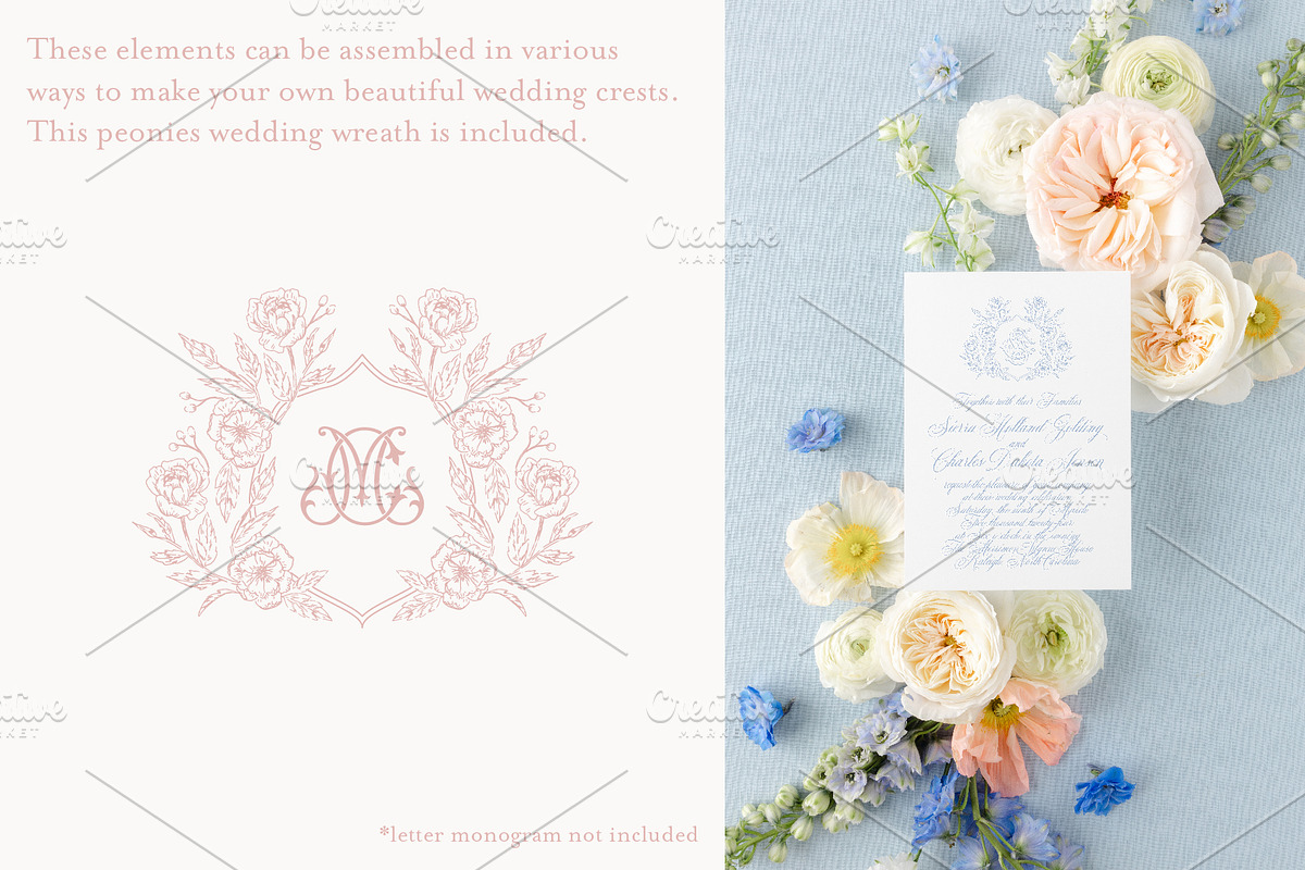 Wedding Wreath Floral Vector Elements
